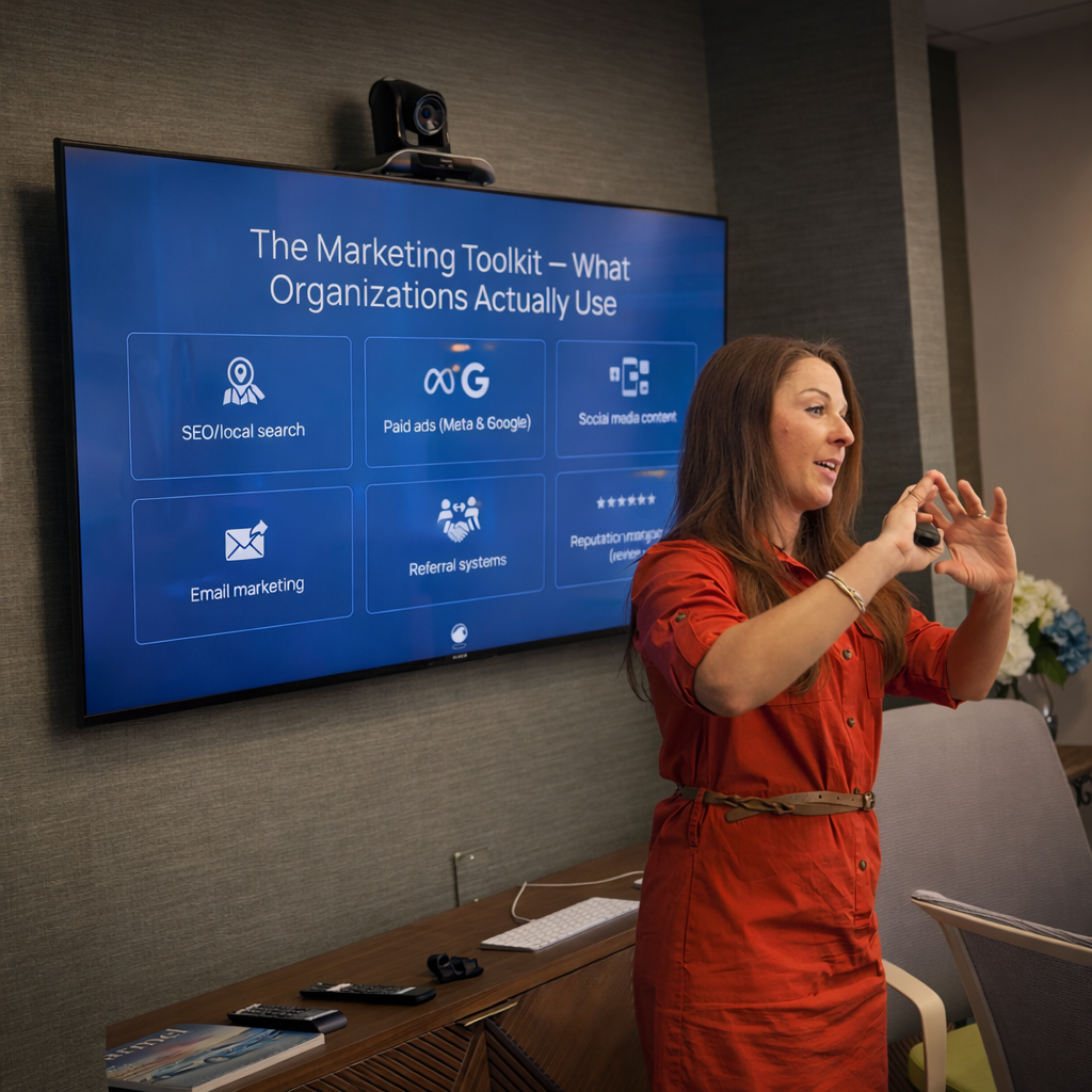 Jen presenting marketing toolkit
